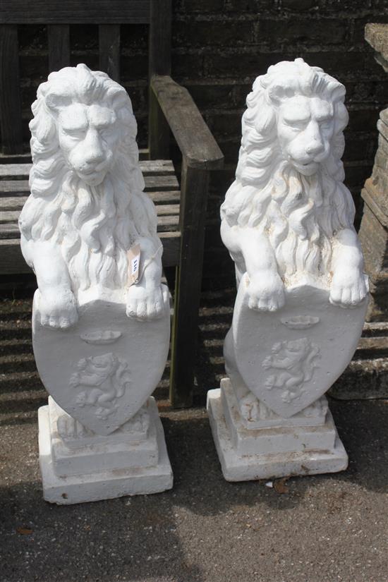 Pair of white painted lions